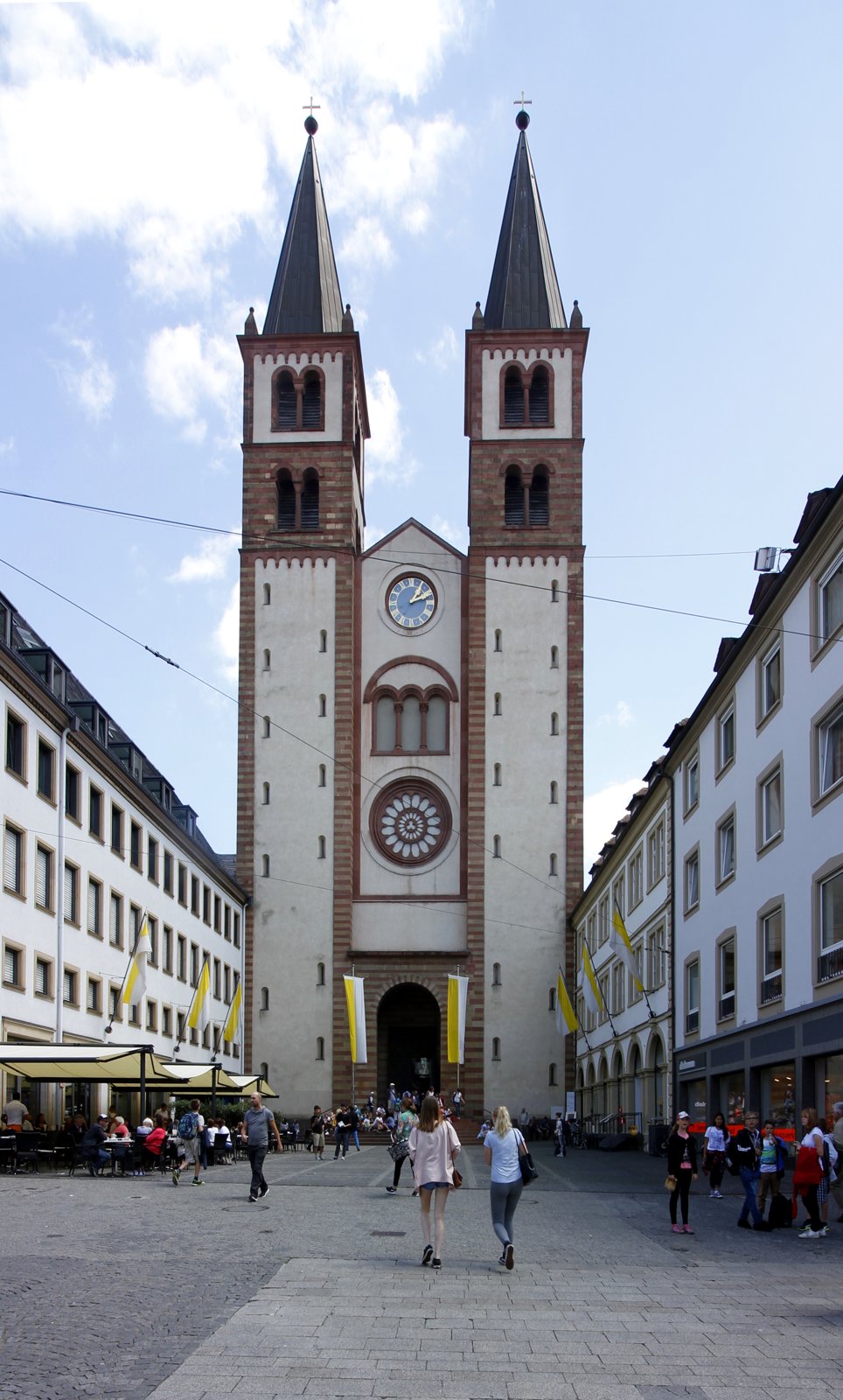 Facade of St. Kilian's Cathedral in Würzburg, Germany, seat of the diocese that authorized Anneliese Michel's exorcism