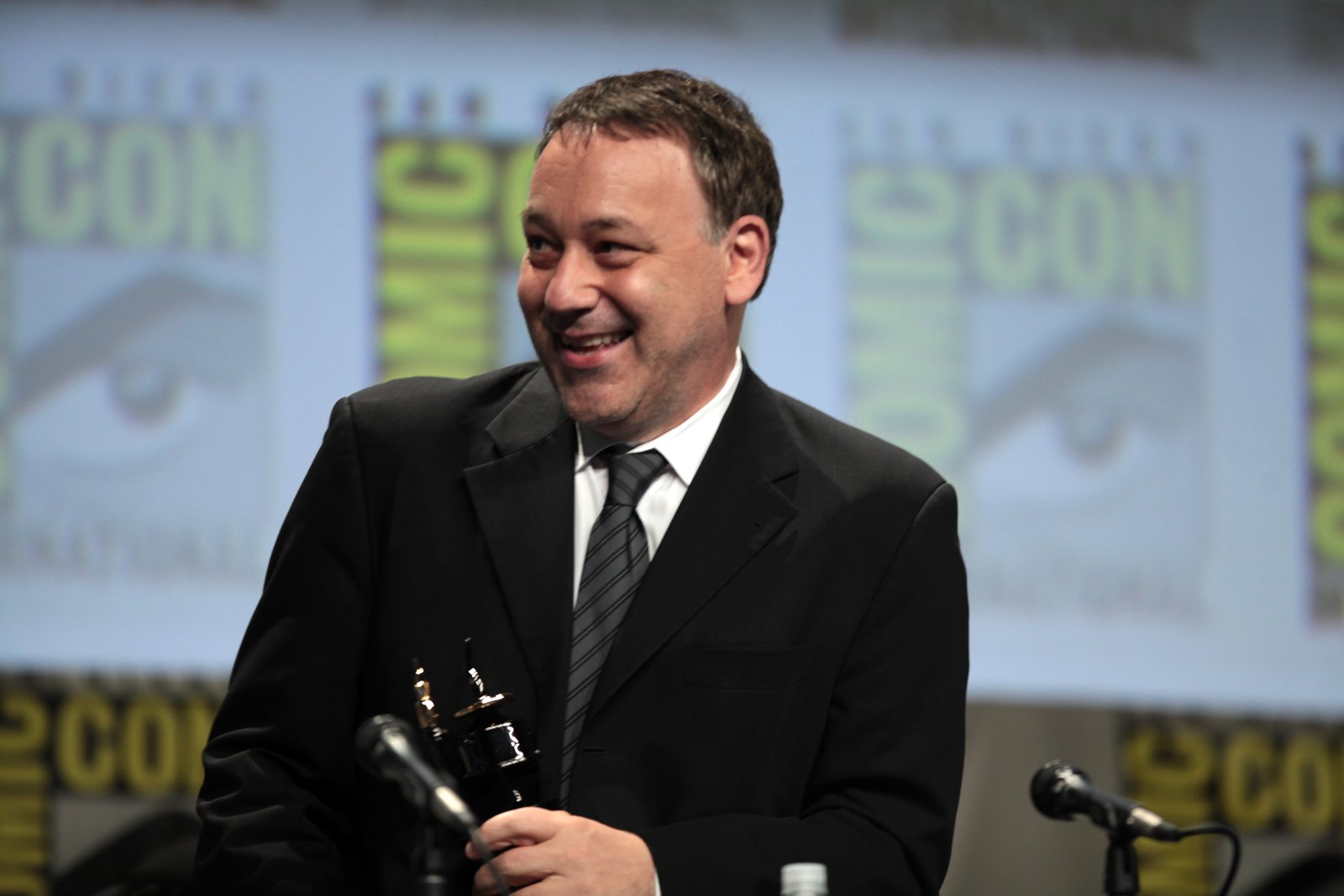 Sam Raimi speaking at San Diego Comic-Con in 2014