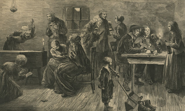 Nineteenth-century illustration of an Irish wake