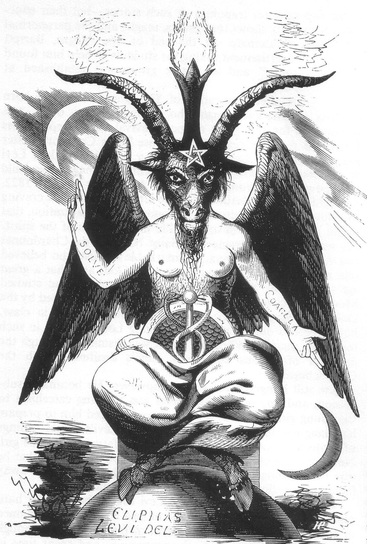 Éliphas Lévi's 1856 illustration of Baphomet, the Sabbatic Goat, from Dogme et Rituel de la Haute Magie