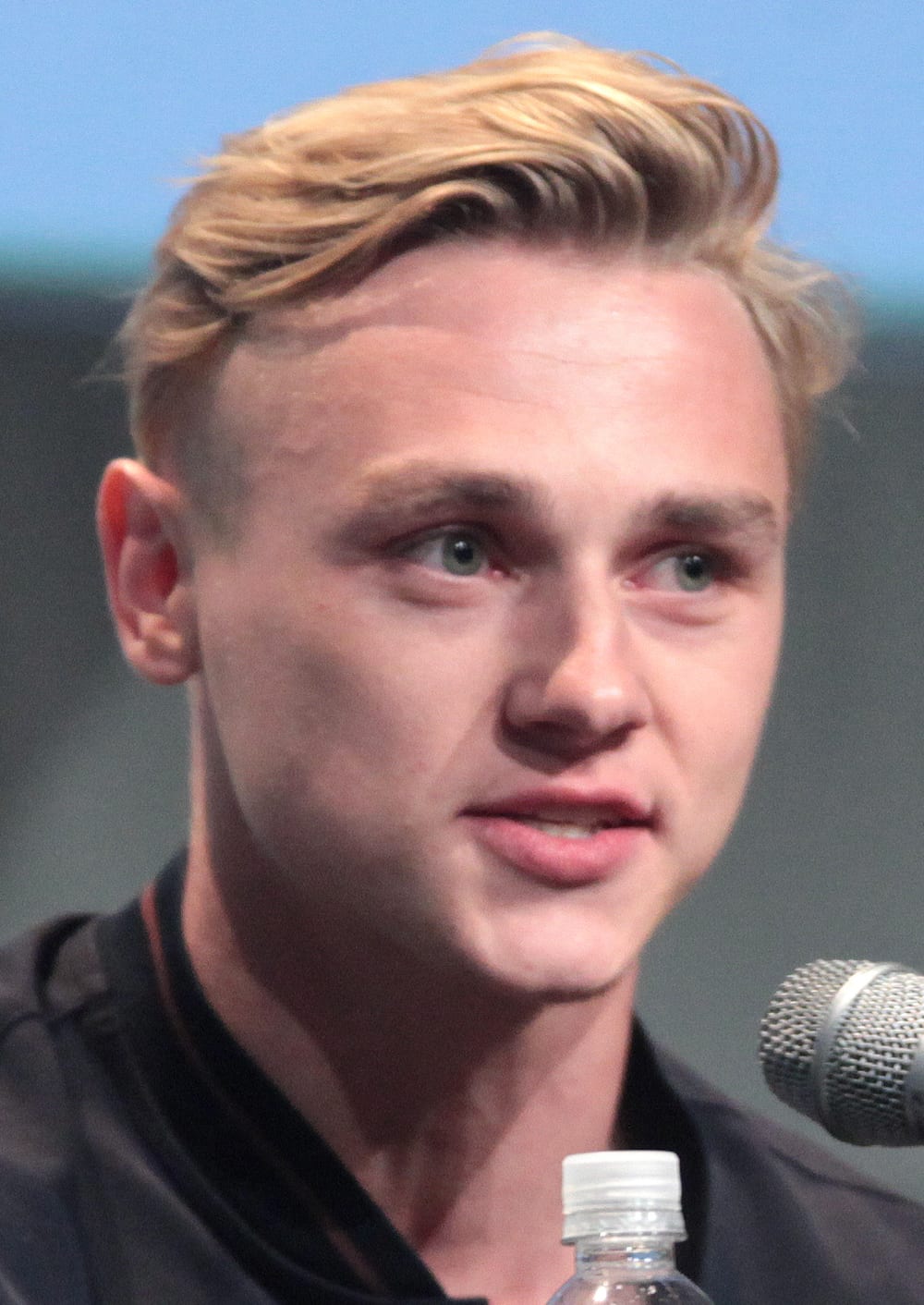 Ben Hardy speaking at San Diego Comic-Con in 2015, before his casting in Stillwater