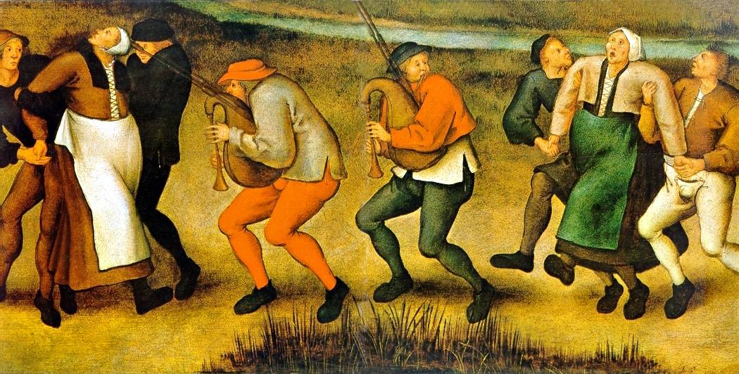 Dance at Molenbeek, a painting by Pieter Brueghel the Younger depicting dancing mania among pilgrims