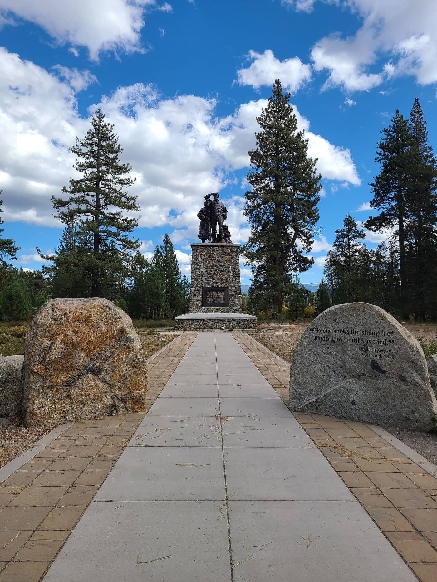 The Donner Party Memorial pioneer monument in Truckee, California