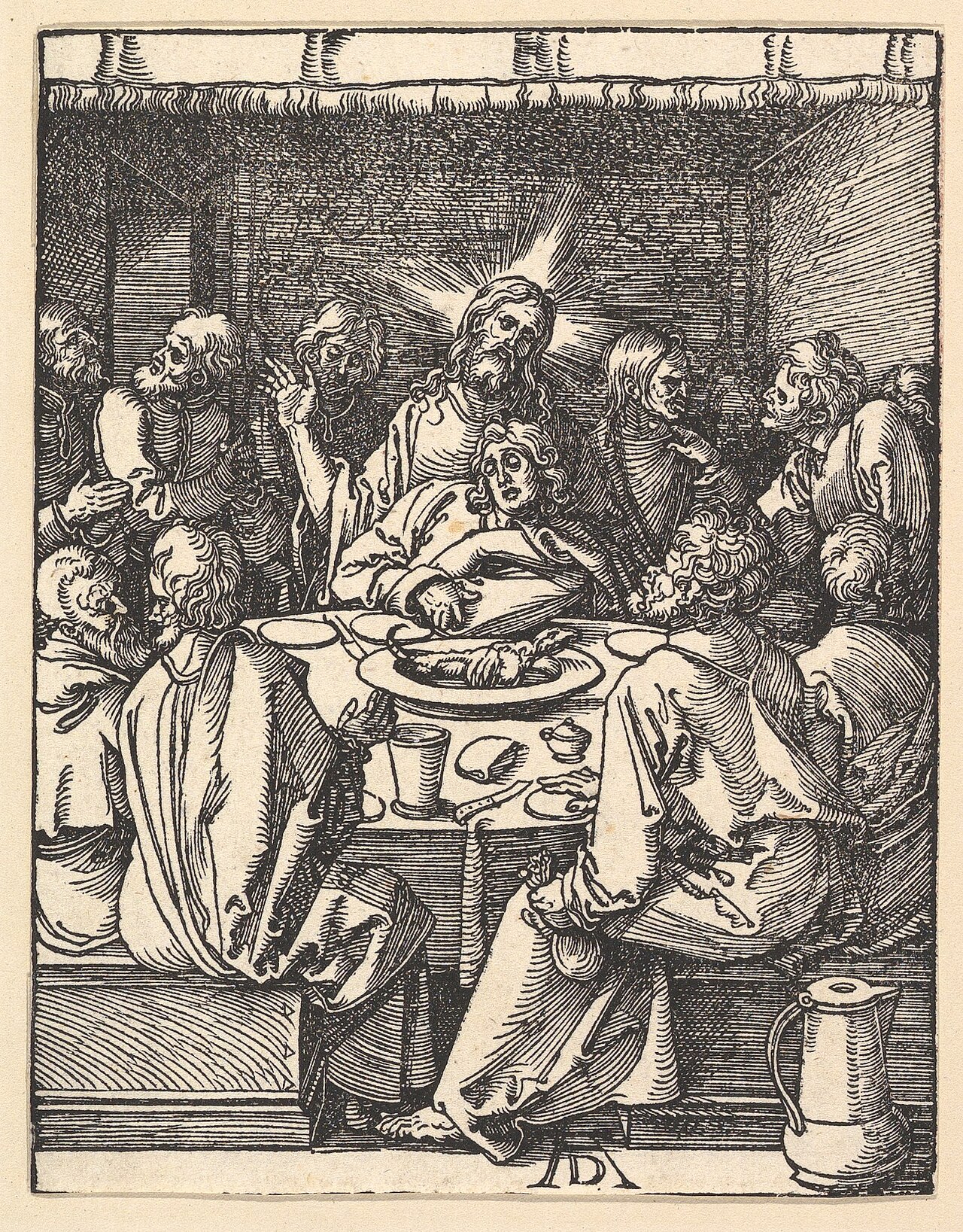 Albrecht Dürer's early sixteenth-century woodcut of Jesus and the apostles at the Last Supper