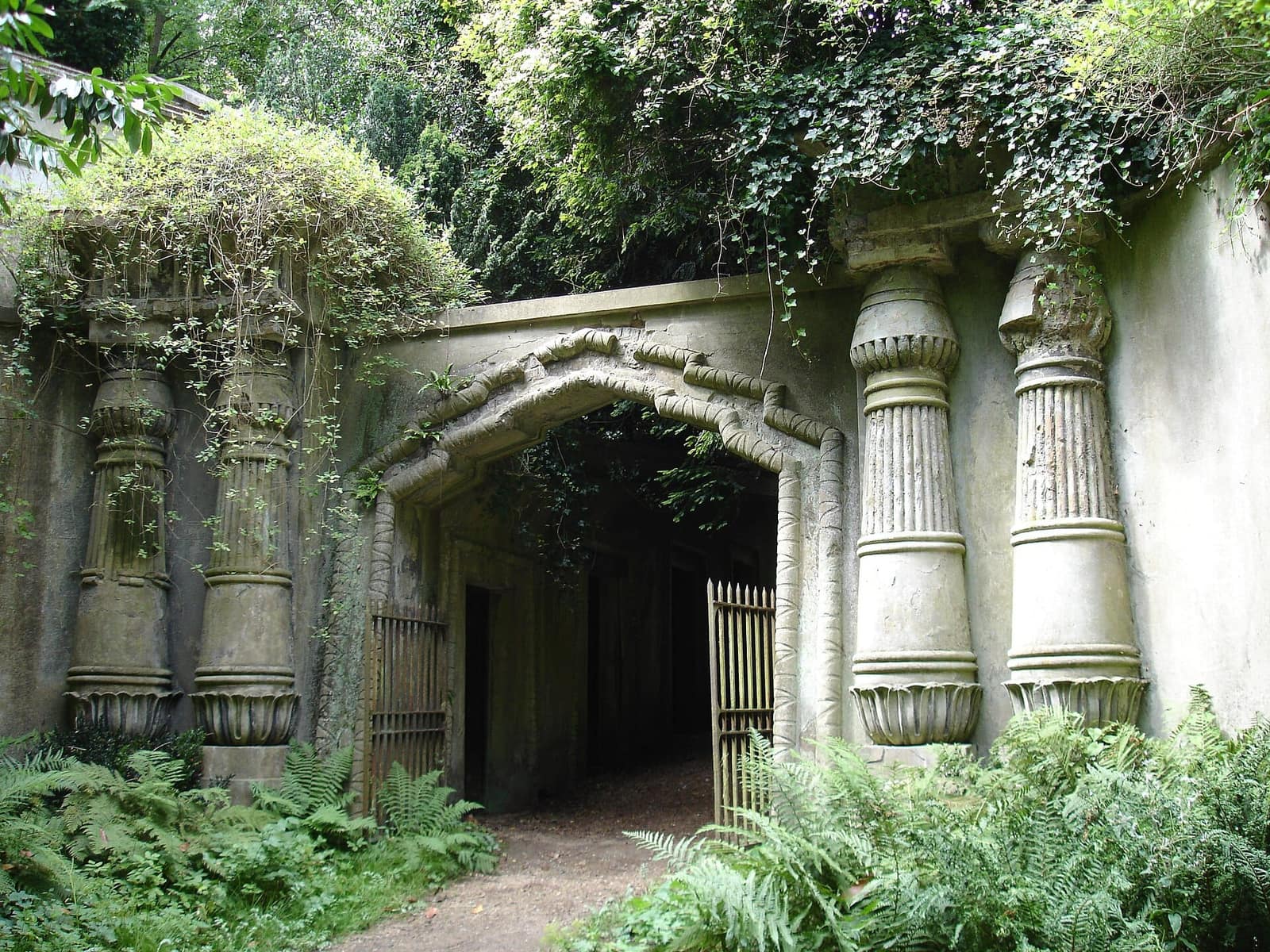 The Egyptian Avenue at Highgate Cemetery in London, the site at the center of the Highgate Vampire legend