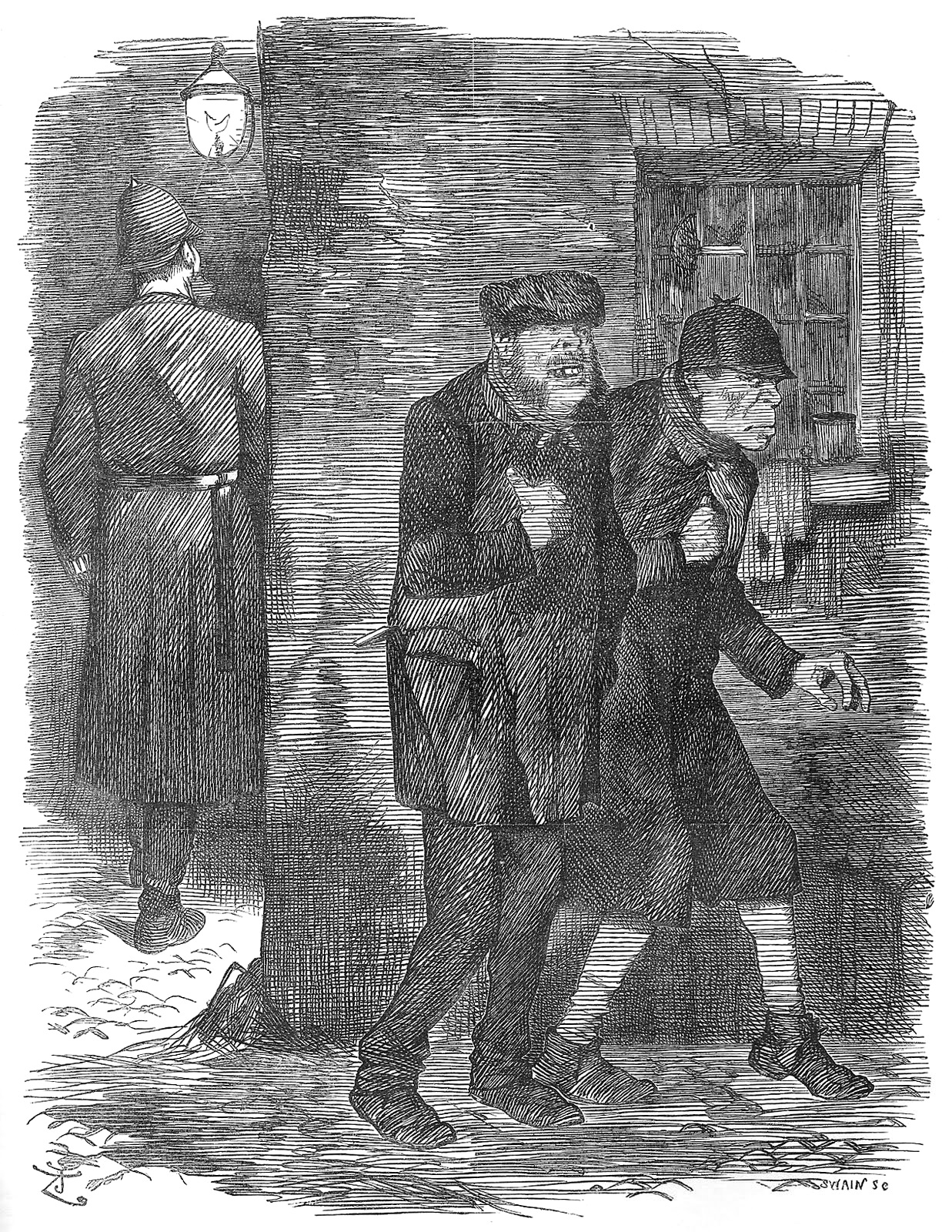 John Tenniel's 1888 Punch cartoon about policing in Whitechapel during the murder panic