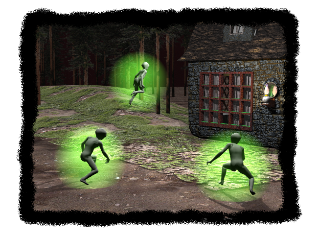 Diagrammatic reconstruction of the Kelly-Hopkinsville encounter, clearly labeled as a later reconstruction