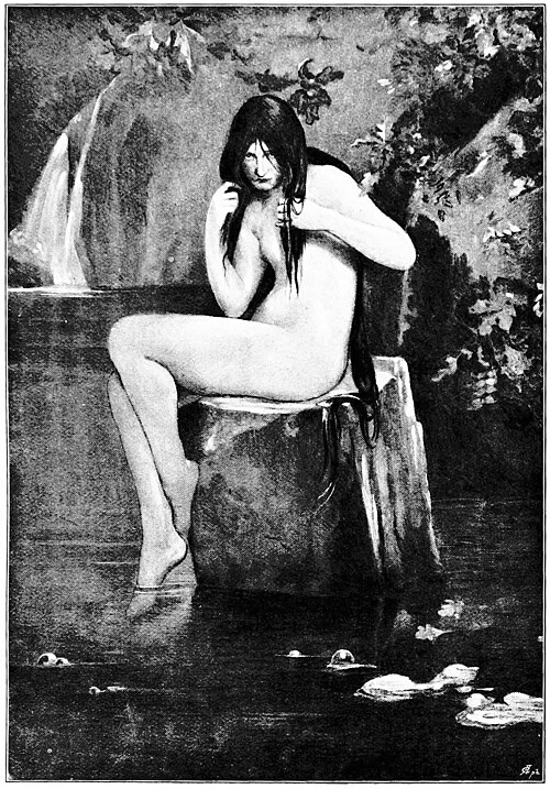 The Kelpie, an 1895 symbolist painting by Thomas Millie Dow, depicting the water spirit seated beside a pool