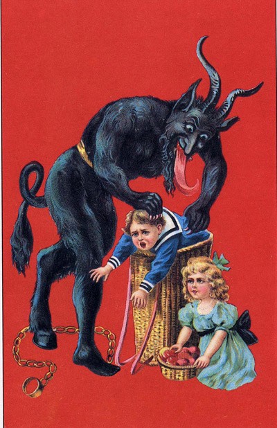 Early 1900s Krampus postcard illustration