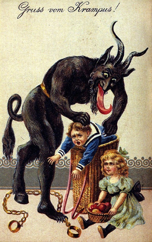 Early 1900s Krampuskarte postcard reading 'Gruss vom Krampus' (Greetings from Krampus)