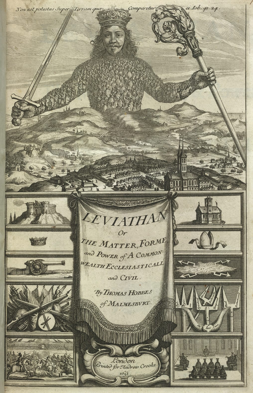 The frontispiece of Thomas Hobbes's 1651 book Leviathan