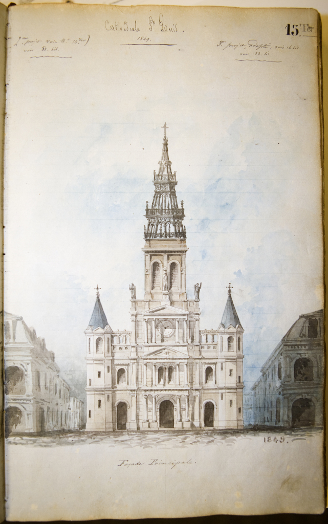 1849 drawing of St. Louis Cathedral in New Orleans, where Marie Laveau was baptized and married