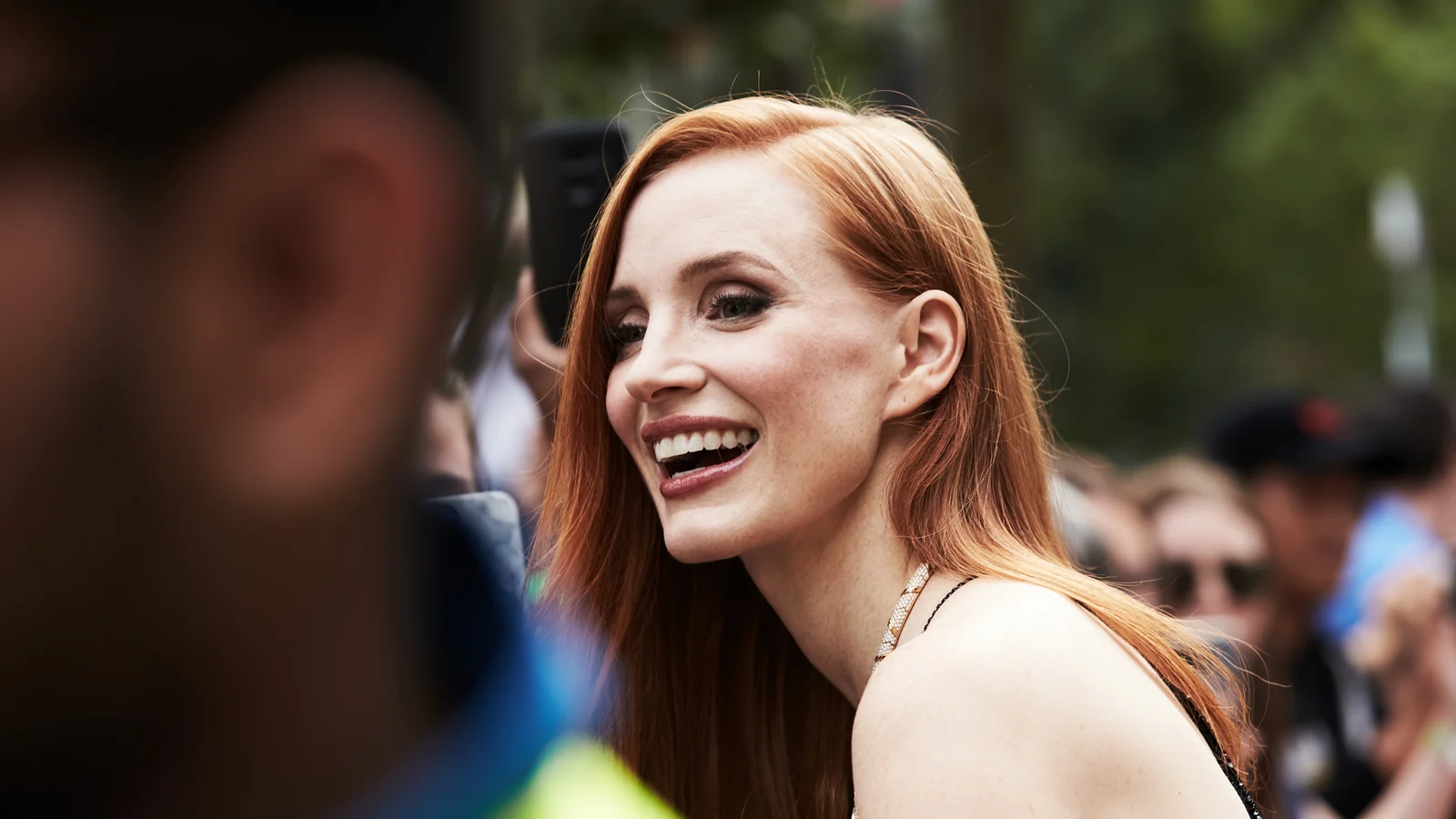 Jessica Chastain greeting fans at the Toronto International Film Festival in 2023, before she played two roles in Other Mommy