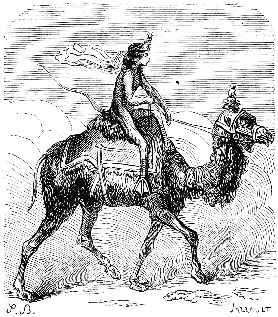 Louis Le Breton's 1863 illustration of Paimon riding a dromedary