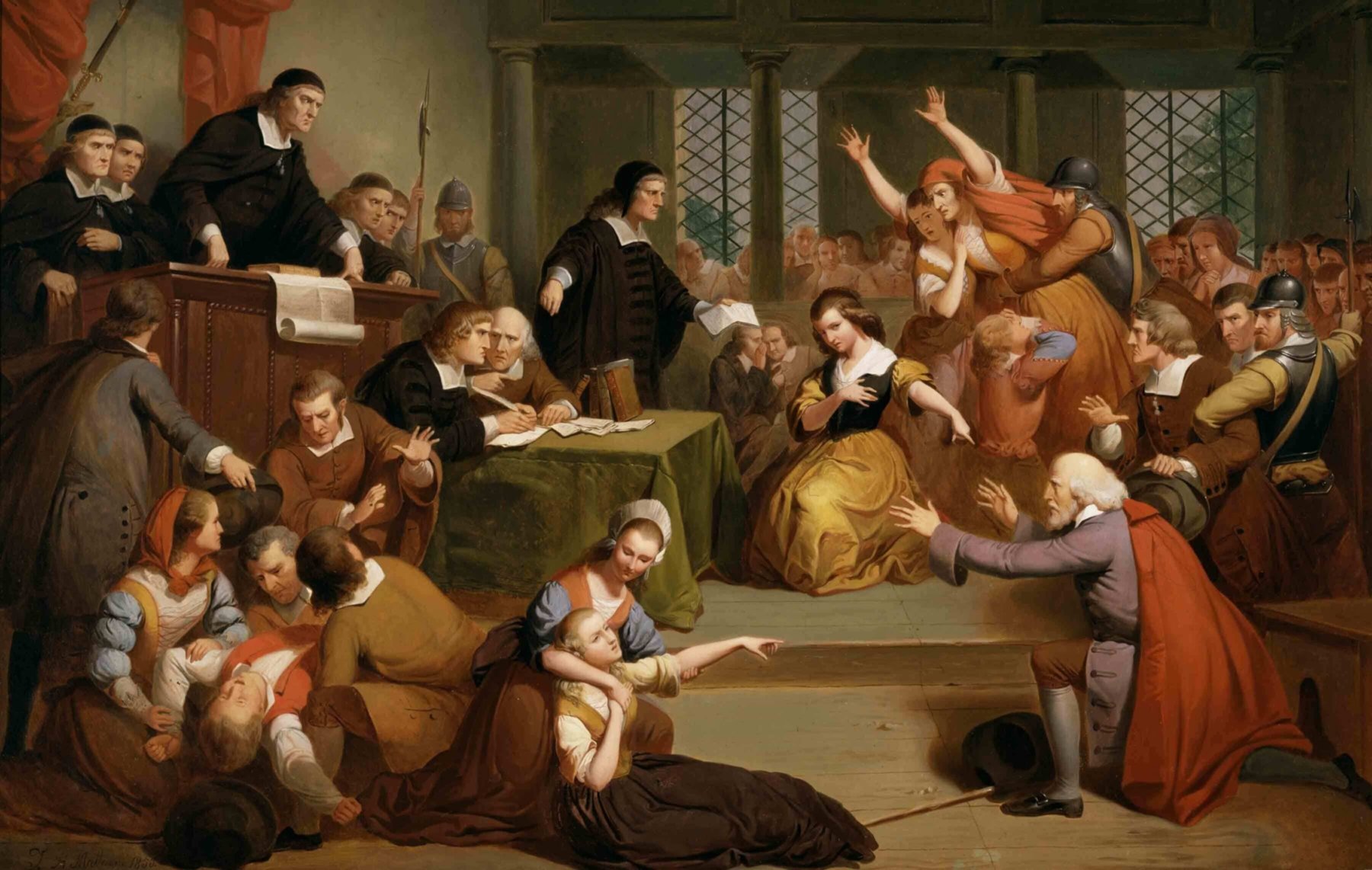 Trial of George Jacobs, August 5, 1692, oil painting by Tompkins H. Matteson, 1855