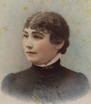 The only known portrait of Sarah Winchester, a hand-tinted 1865 photograph