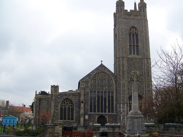 St Mary's Church in Bungay, Suffolk, the site associated with the 1577 Black Shuck storm legend