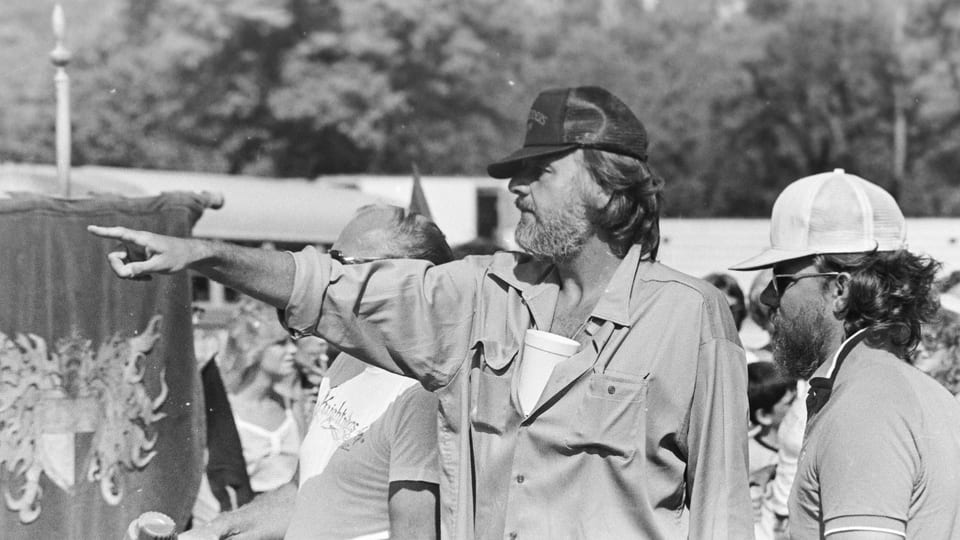 George A. Romero directing on the set of Knightriders in Pennsylvania in 1980