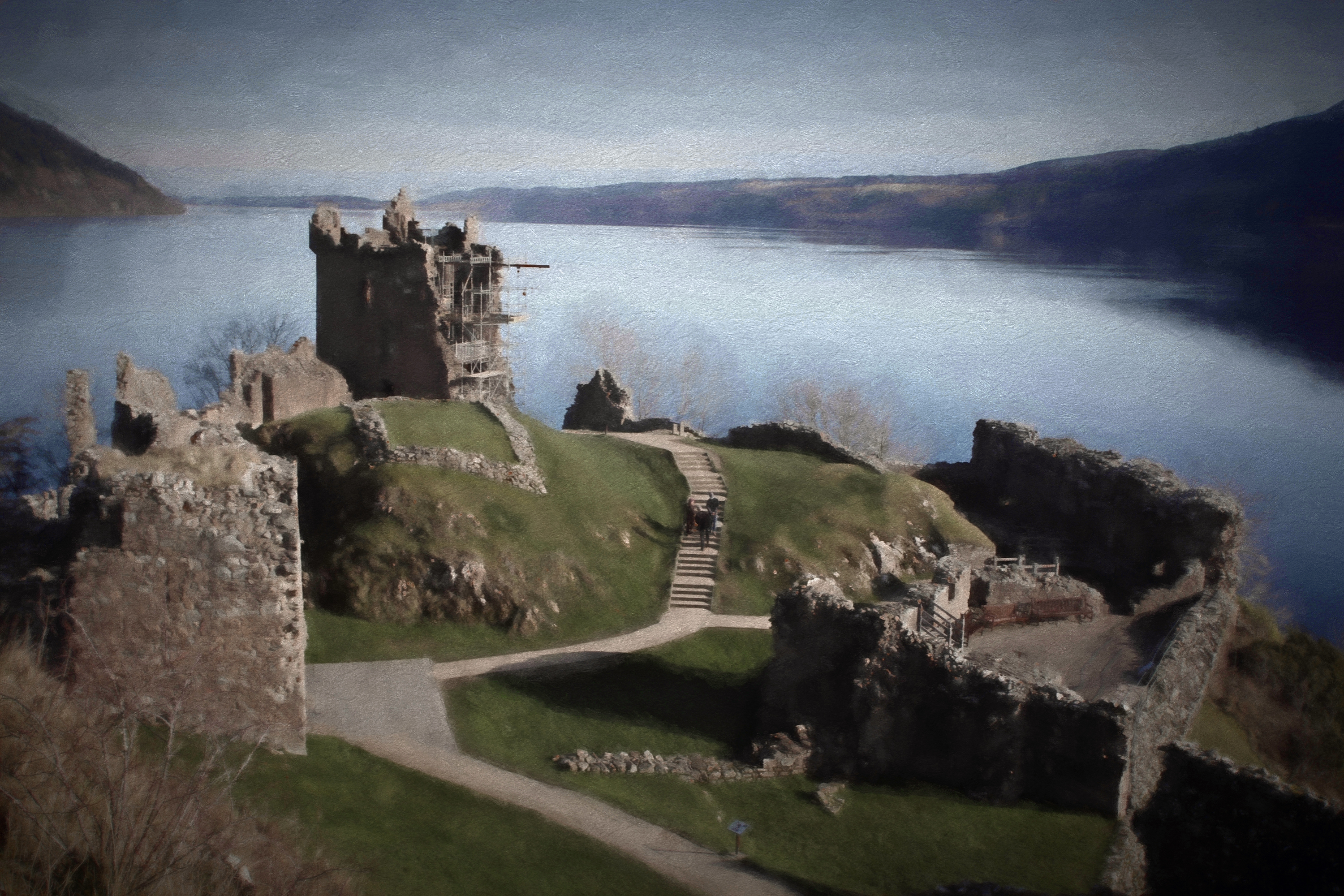 Urquhart Castle on the shore of Loch Ness, near where many reported sightings have occurred