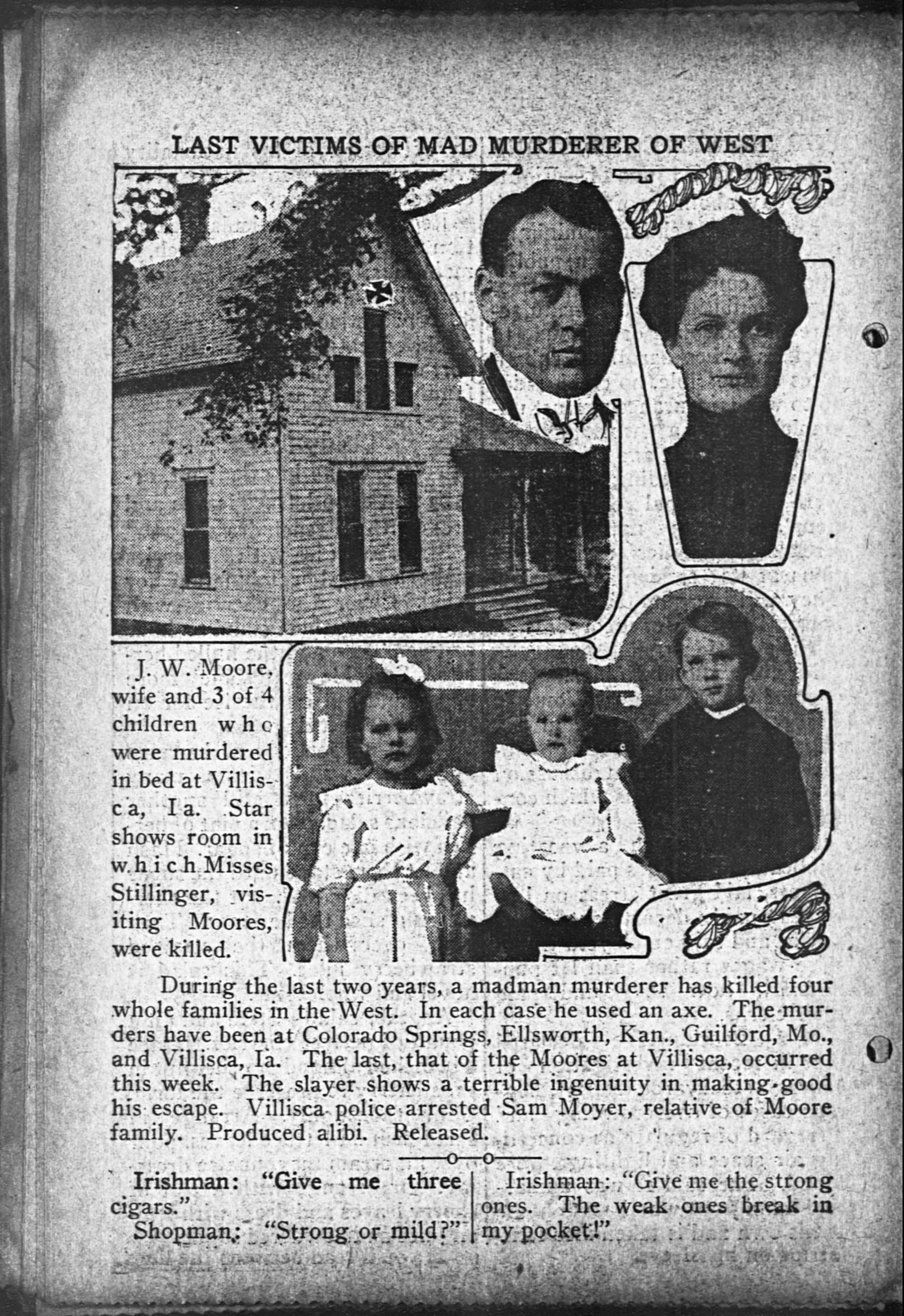A 1912 Chicago newspaper page reporting on the Villisca murders