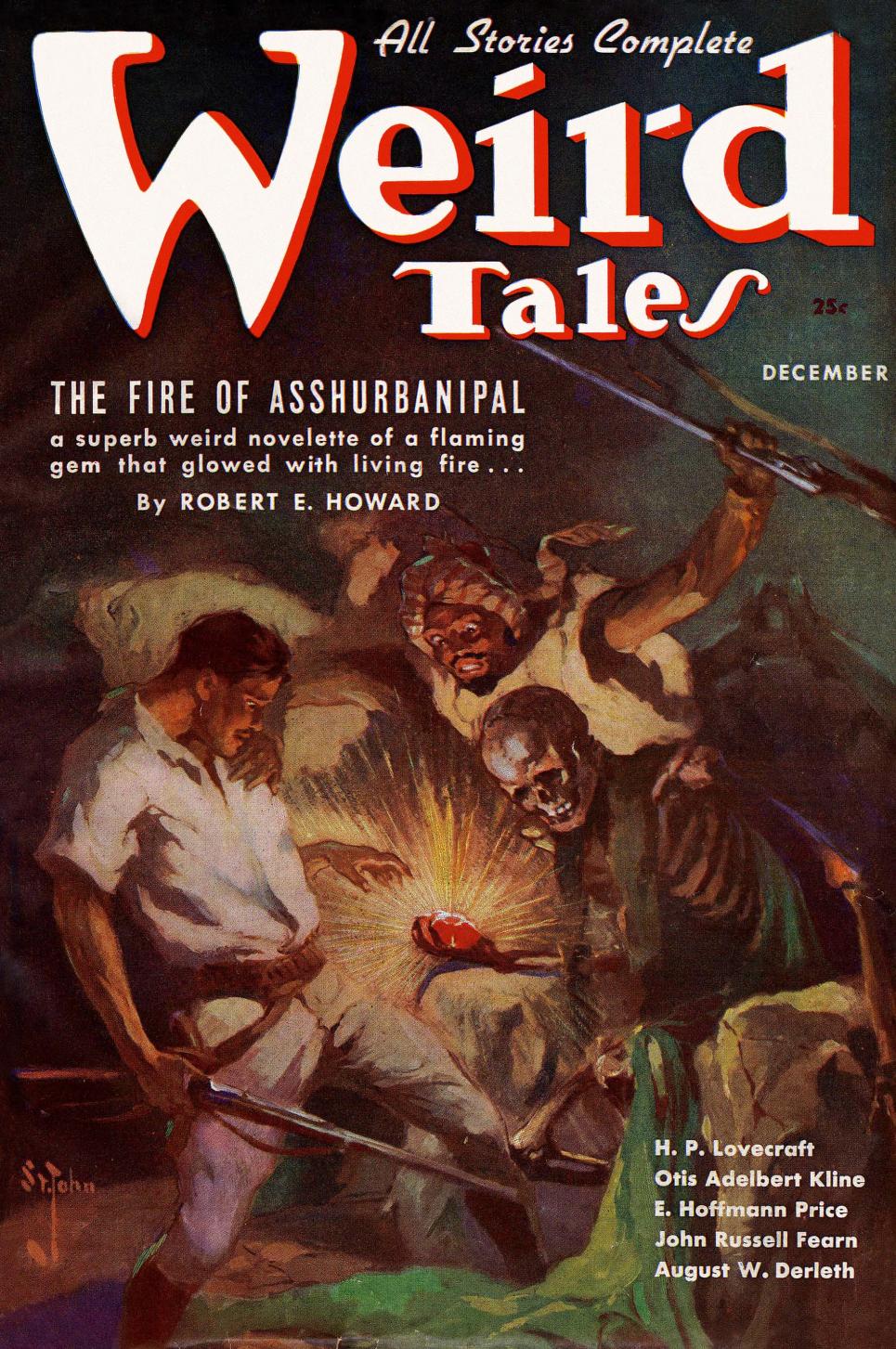 Cover of the December 1936 issue of Weird Tales magazine, which first published H. P. Lovecraft's The Haunter of the Dark