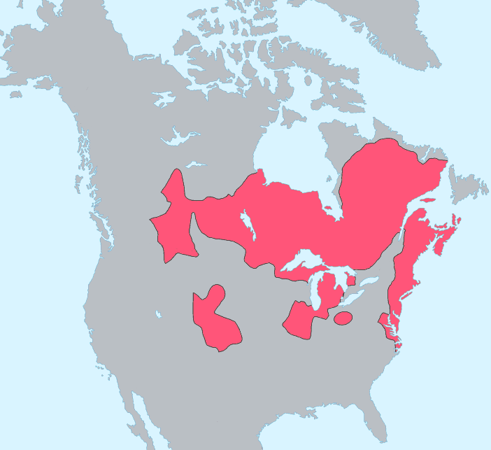 Map showing the historical distribution of Algonquian languages across North America